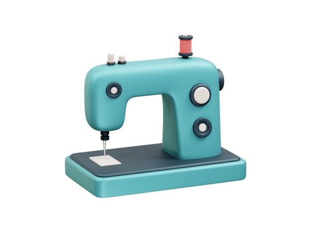 El icono de la máquina de coser en 3D es un vector de ilustración renderizado