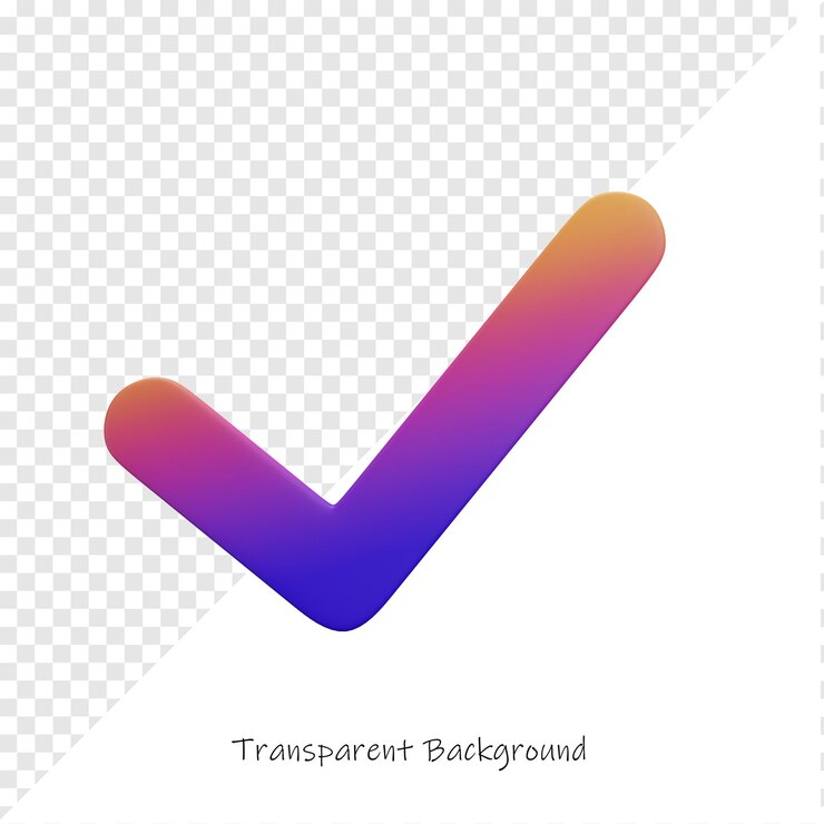PSD icono de marca de comprobación renderizado en 3d con color de gradiente