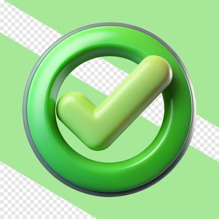 PSD icono de marca de comprobación verde en 3d