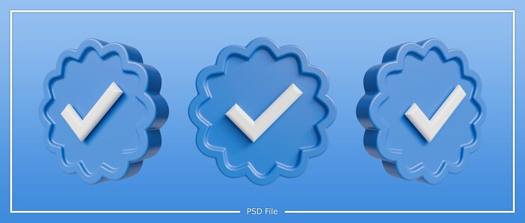 PSD ícono de marca de verificación 3d en estilo azul brillante