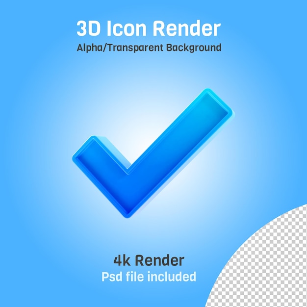 icono de marca de verificación 3d