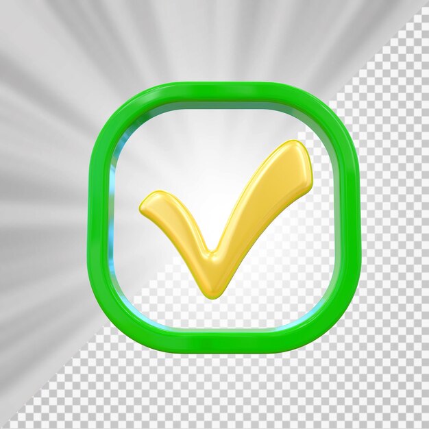 Icono de marca de verificación verde elemento 3d