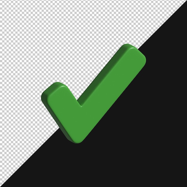 Icono de marcado de comprobación 3D verde