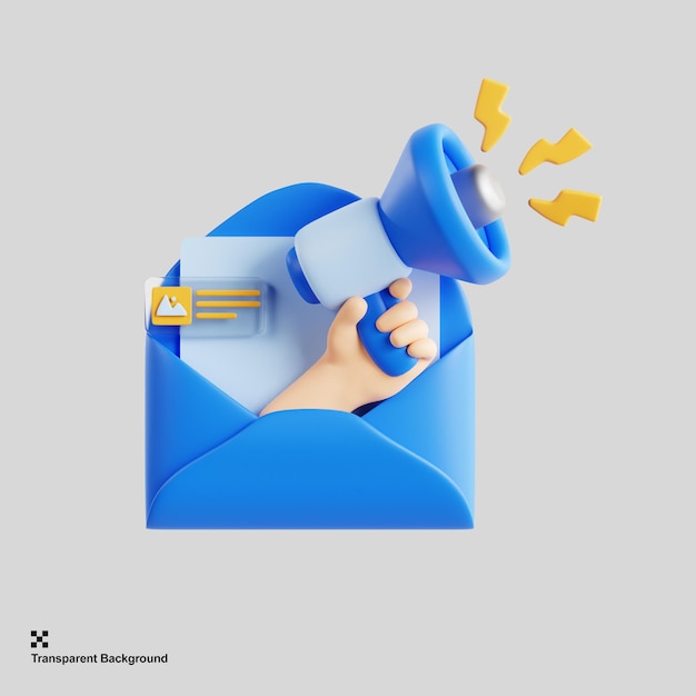 icono de marketing por correo electrónico 3d