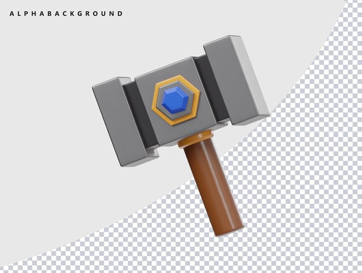 PSD el icono del martillo de juego ilustración de renderización 3d