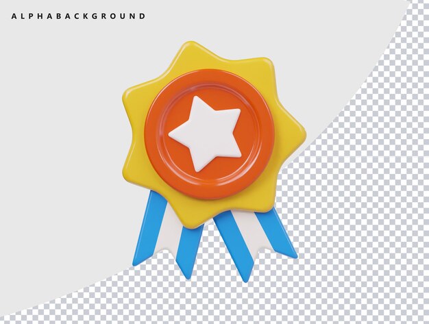 Icono de la medalla de la condecoración 3d render illustratio