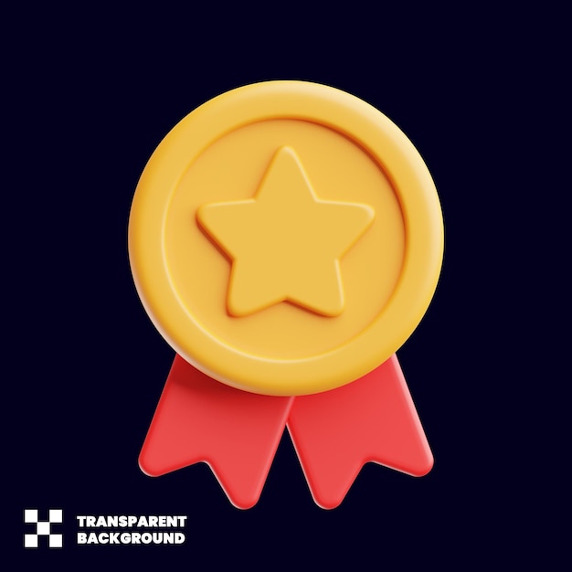 Icono de medalla de ganador de premio en renderizado 3D minimalista