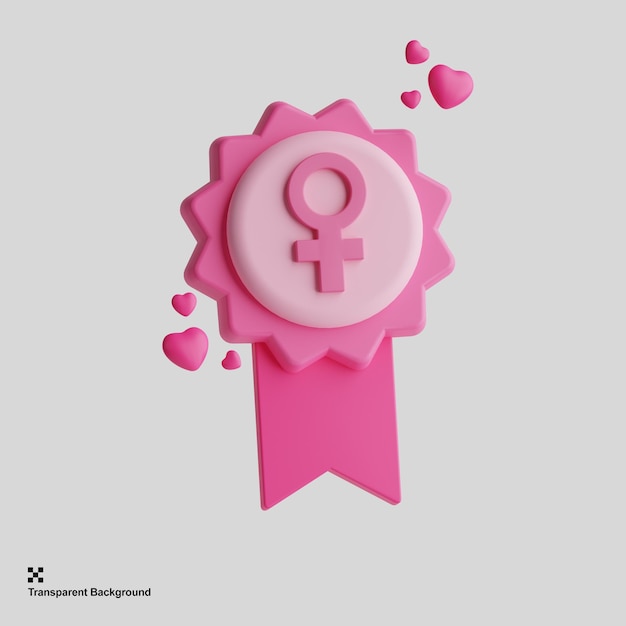 PSD icono de medalla de mujer 3d