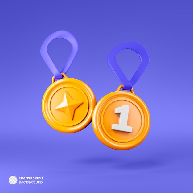 PSD icono de medalla de oro aislado 3d render ilustración