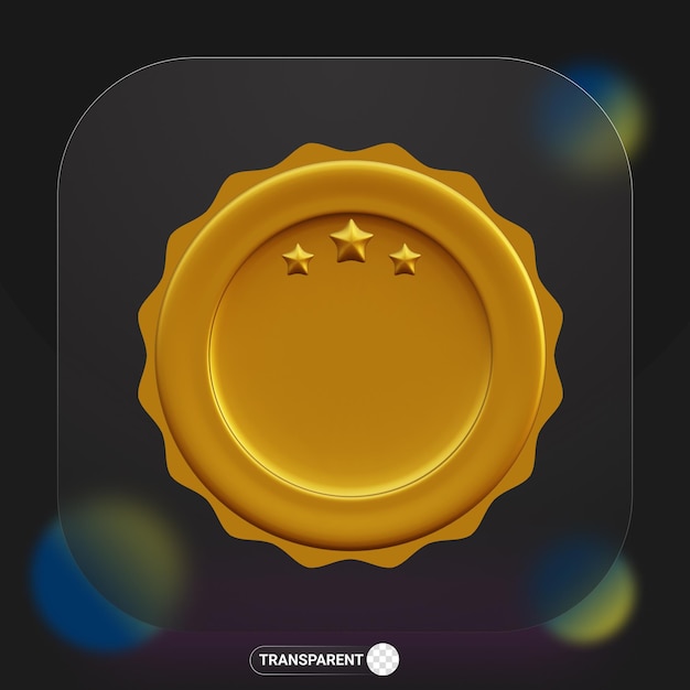 Icono de medalla de oro de renderizado 3d