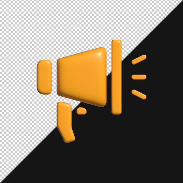 Icono de megáfono naranja renderizado en 3D para anuncio y promoción