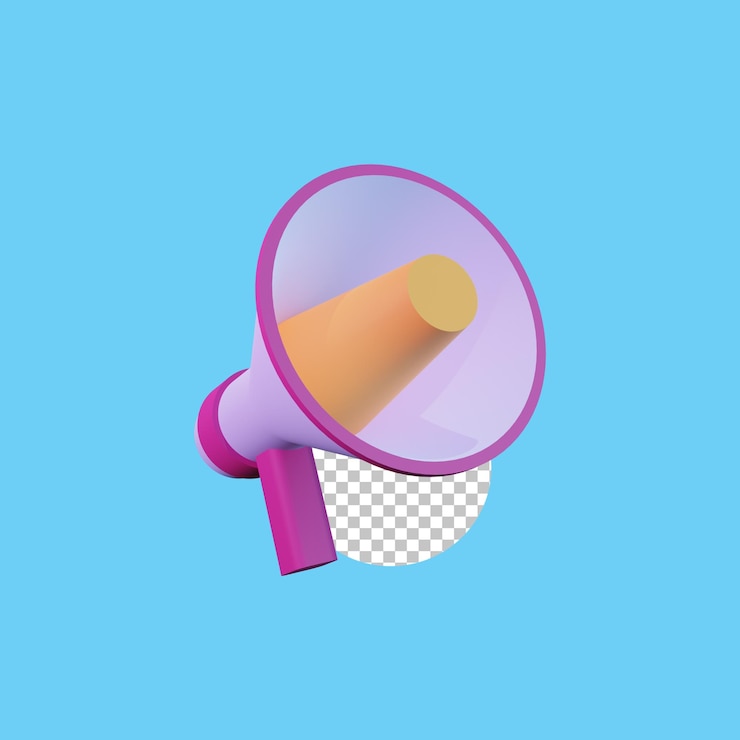 Icono de megáfono PSD con renderizado 3d