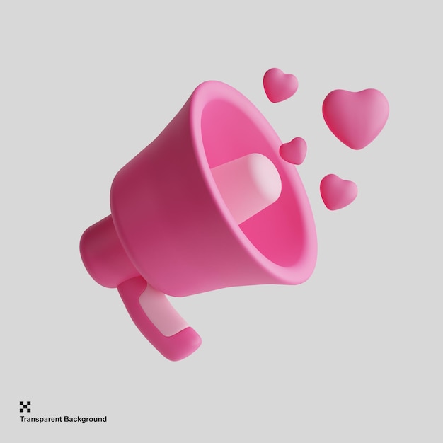 icono de megáfono rosa 3d