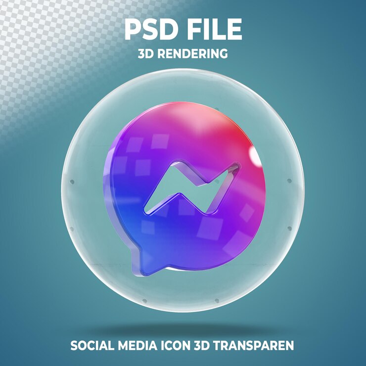 PSD icono de mensaje 3d con estilo de vidrio