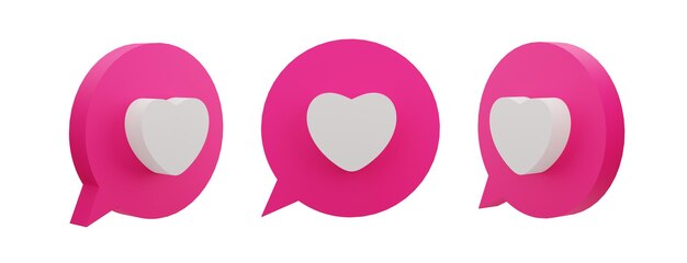 Icono de mensaje de amor 3d que muestra vistas de elementos isométricos transparentes