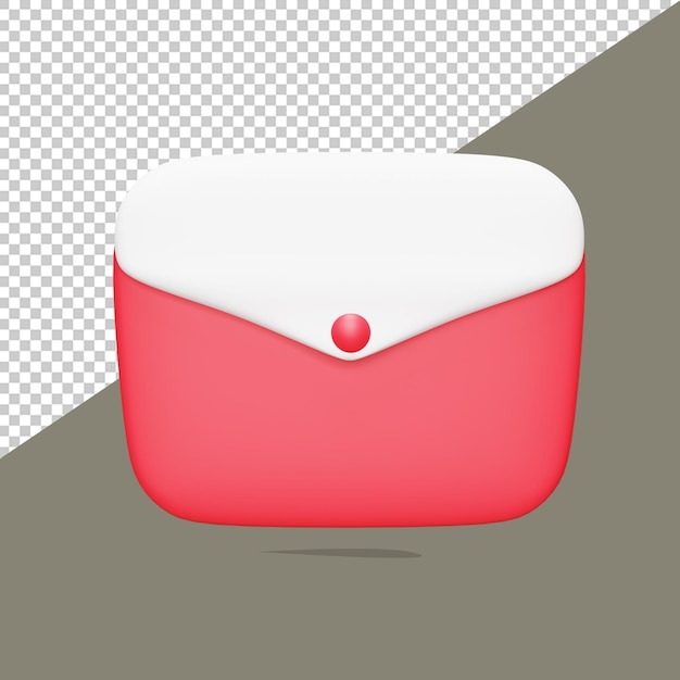 PSD Ícono de mensaje con logotipo de color rojo ilustración de representación 3d