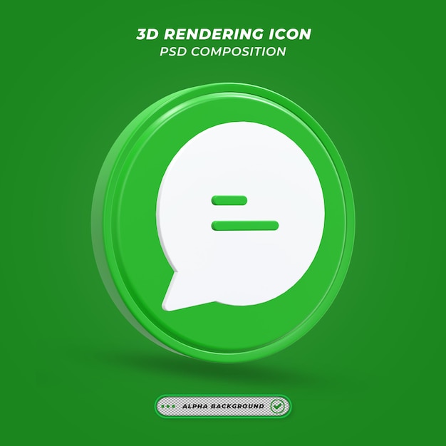 PSD icono de mensaje en representación 3d