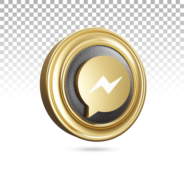 PSD icono de mensajero dorado en renderizado 3d