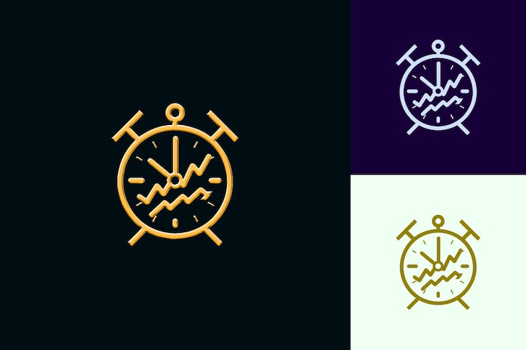 PSD icono del mercado de futuros con un reloj o contorno de contrato y diseños de íconos minimalistas abstractos