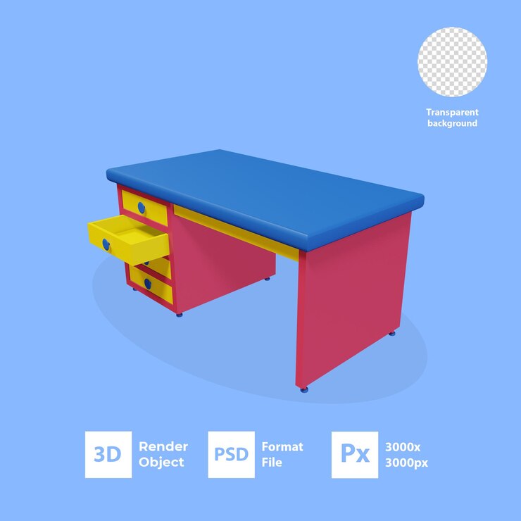 PSD icono de mesa 3d con fondo transparente psd