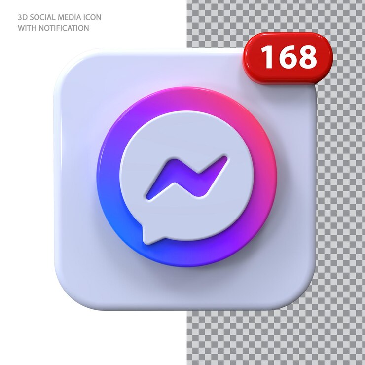 PSD icono de messenger con concepto de notificación 3d