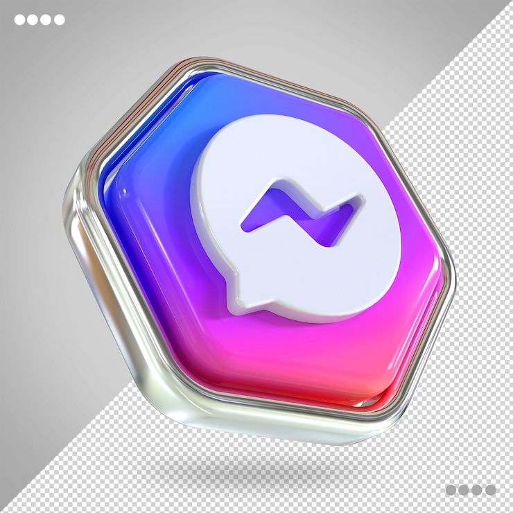 PSD icono de messenger concepto de redes sociales render 3d