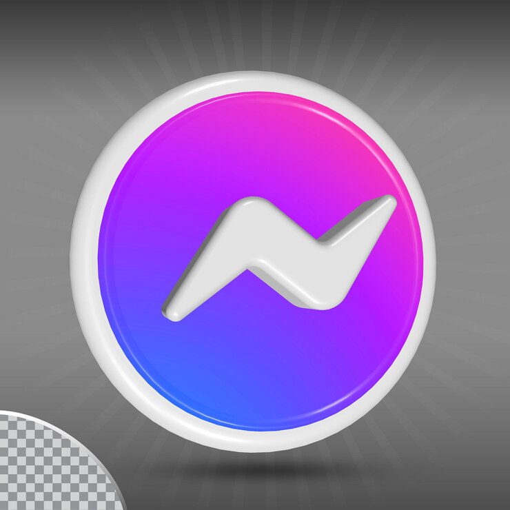 PSD icono de messenger logo en círculo de estilo moderno
