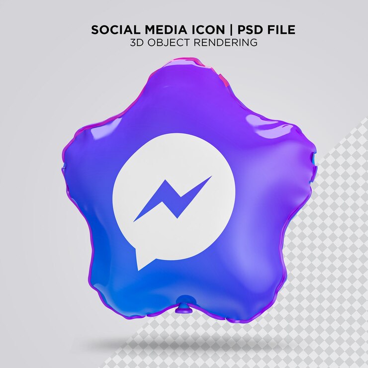 PSD ícono de messenger de redes sociales logotipo dorado de star balloons representación 3d archivo psd