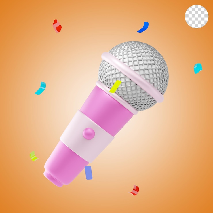 PSD icono de micrófono 3d e ilustración