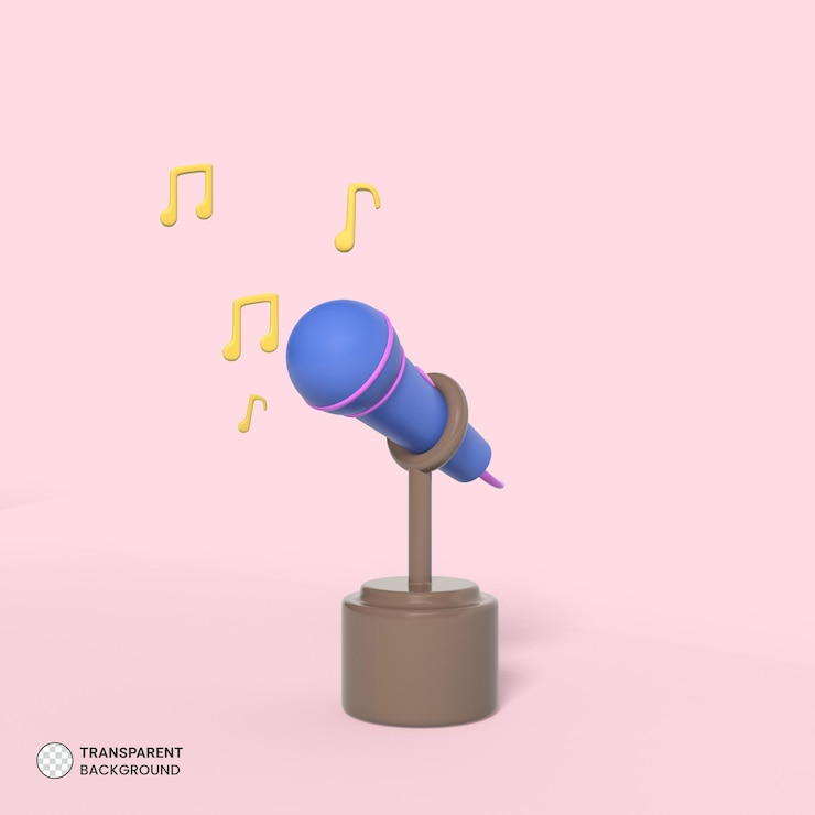 PSD icono de micrófono de escenario dinámico ilustración de procesamiento 3d aislado
