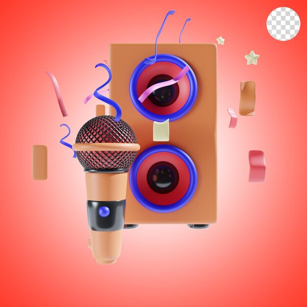 PSD icono de micrófono y karaoke ilustración 3d