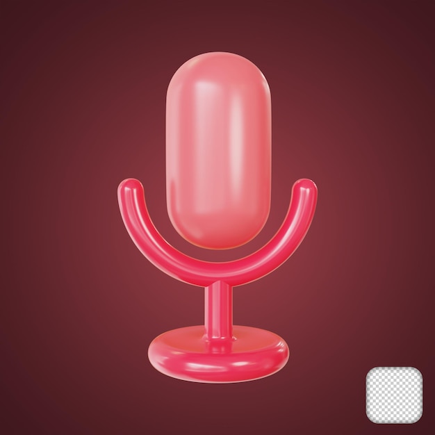 Icono de micrófono rojo Ilustración 3d
