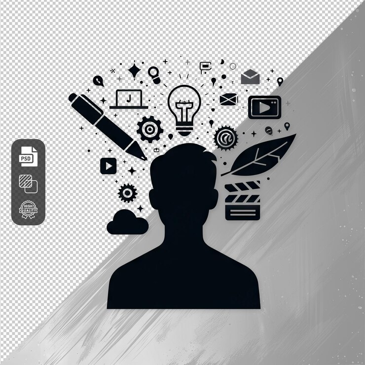PSD icono de miniatura para la creación de contenido tema idea minimalista superposición de narración auténtica
