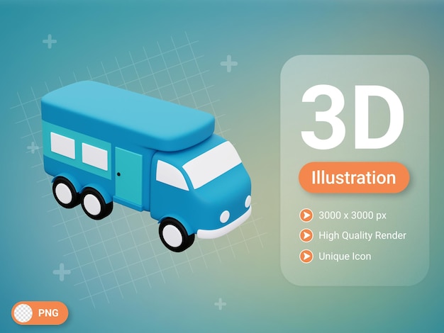 icono de minibús 3d