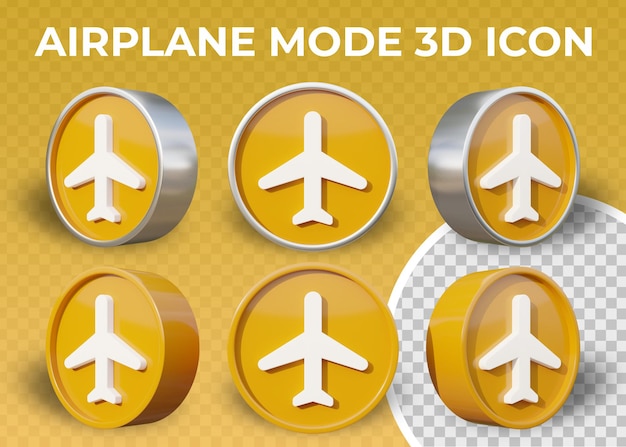 PSD icono de modo avión 3d plano realista aislado