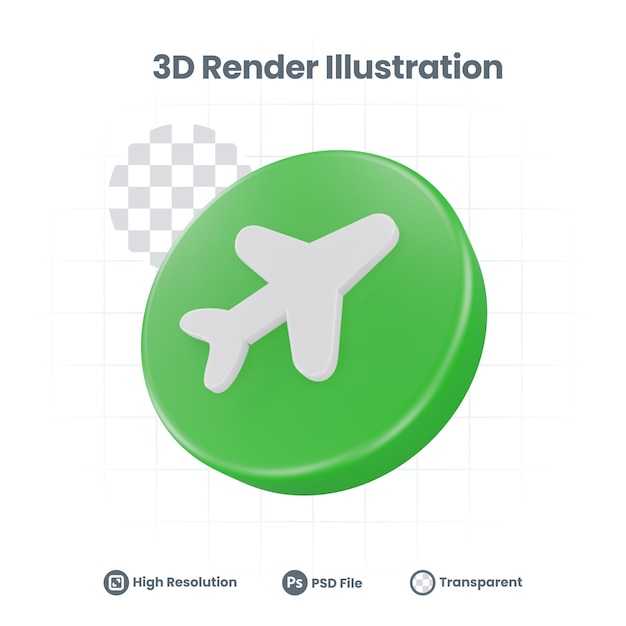 Icono de modo de avión de ilustración 3D para promoción de redes sociales de aplicaciones móviles web