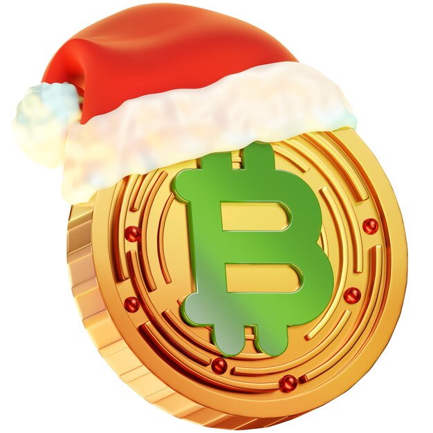 El icono de la moneda Bitcoin de Navidad 3D de Crypto Christmas Pack