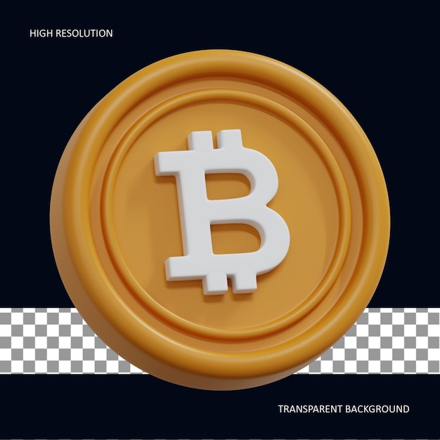 Icono de moneda de Bitcoin renderizado en 3D