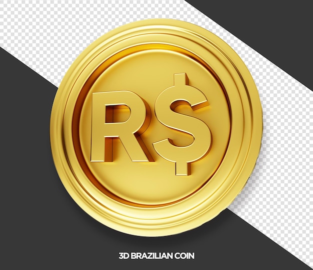 Icono de moneda brasileña aislado 3d render