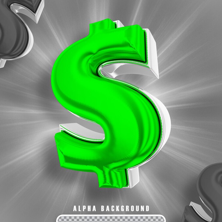 PSD icono de moneda de dólar 3d en 3d rendering aislado