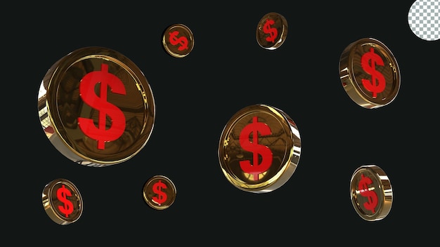 icono de moneda de dólar de renderizado 3d