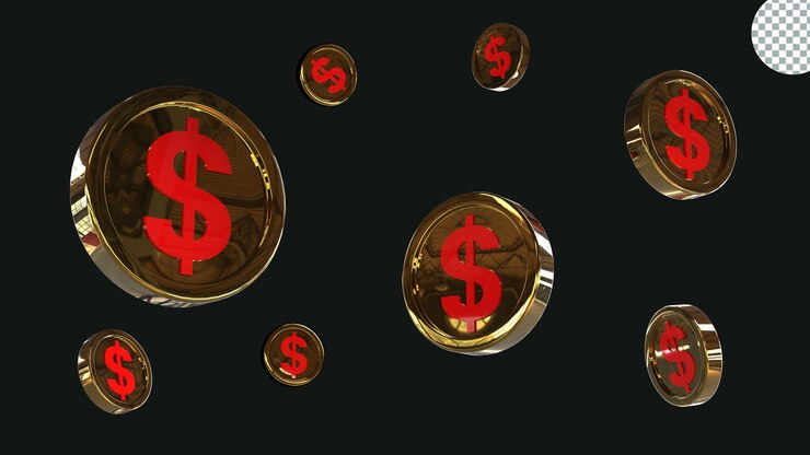 PSD icono de moneda de dólar de renderizado 3d