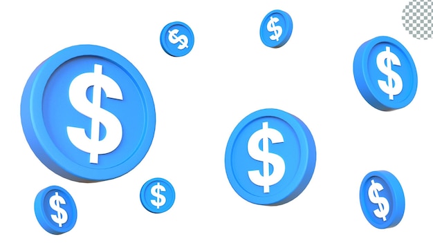 icono de moneda de dólar de renderizado 3d