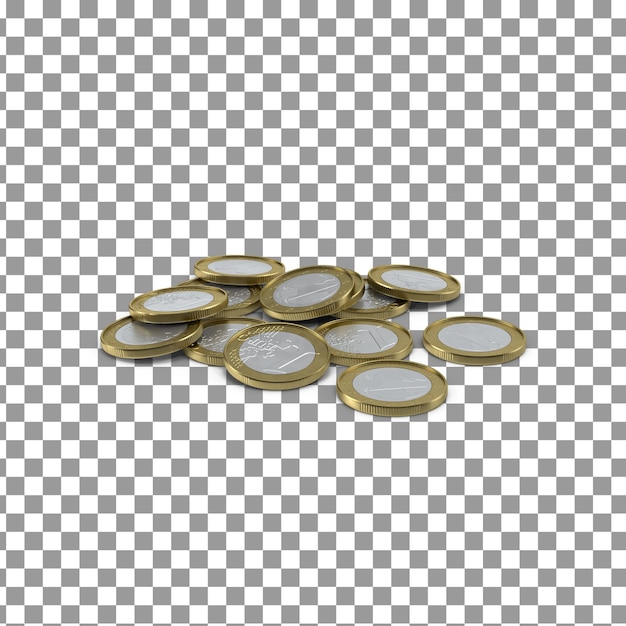 Icono de moneda de euro 3D PSD sobre fondo aislado y transparente