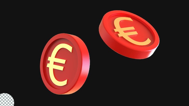 PSD icono de moneda de euro de renderizado 3d