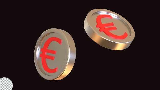 PSD icono de moneda de euro de renderizado 3d