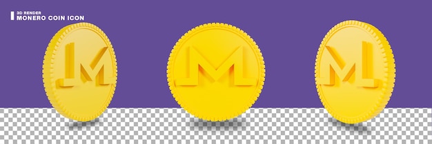 Icono de moneda monero de renderizado 3D