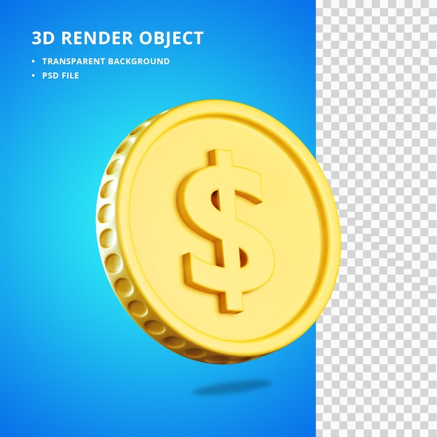 PSD icono de moneda de oro en 3d render