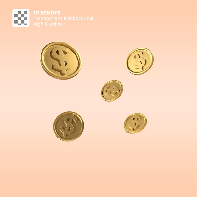 Icono de moneda de oro de dibujos animados 3d aislado PSD Premium