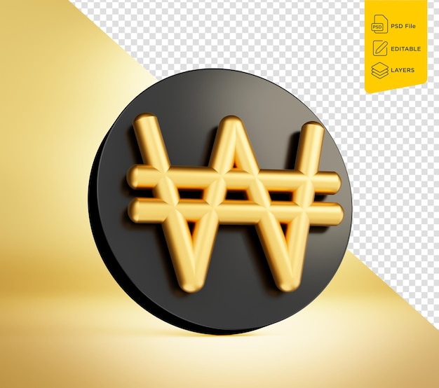PSD icono de moneda de oro ganado aislado 3d símbolo de oro ganado con fondo dorado ilustración 3d